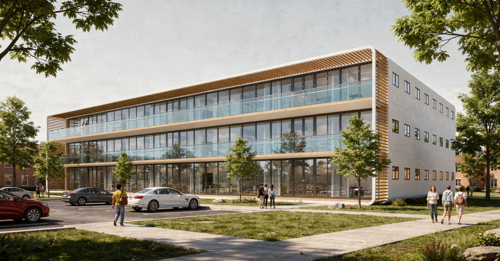 Multistory mixed-use building with terraces